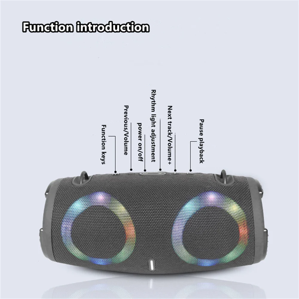 Imagem -04 - Alto-falante Bluetooth Portátil à Prova Dágua Alta Potência Luz Colorida Rgb Subwoofer sem Fio 360 Stereo Surround Tws fm Boom Box 100w