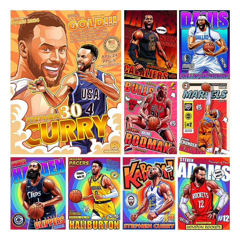Коллекционные карточки-игрушки Panini: Коби, Эдвардс, Вембаньяма, Карри, Джеймс, Дюрант, Халибертон, Александр. Серия «Сделай сам». Подарок.