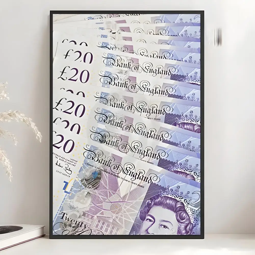 Financial Currency P-Pound Sterling Poster Art Wall Decor Indoor Outdoor for Collectors