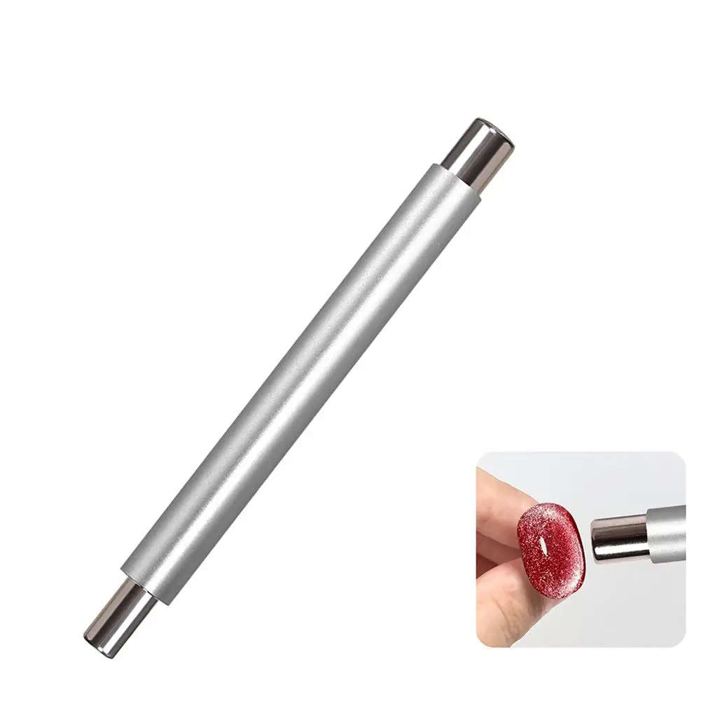 1 pz strumento magnetico per unghie a doppia testa occhio di gatto sfera magnetica manico in alluminio gel per unghie francese cilindrico nail art bastone magnetico per unghie