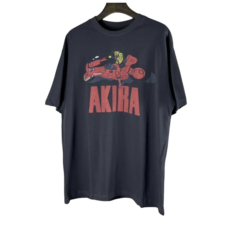 Motorcycle Akira Short Sleeve Loose Cotton Heavy Duty Wash Old High Street Retro Japanese Vintage Anime Printed Oversize T-shirt