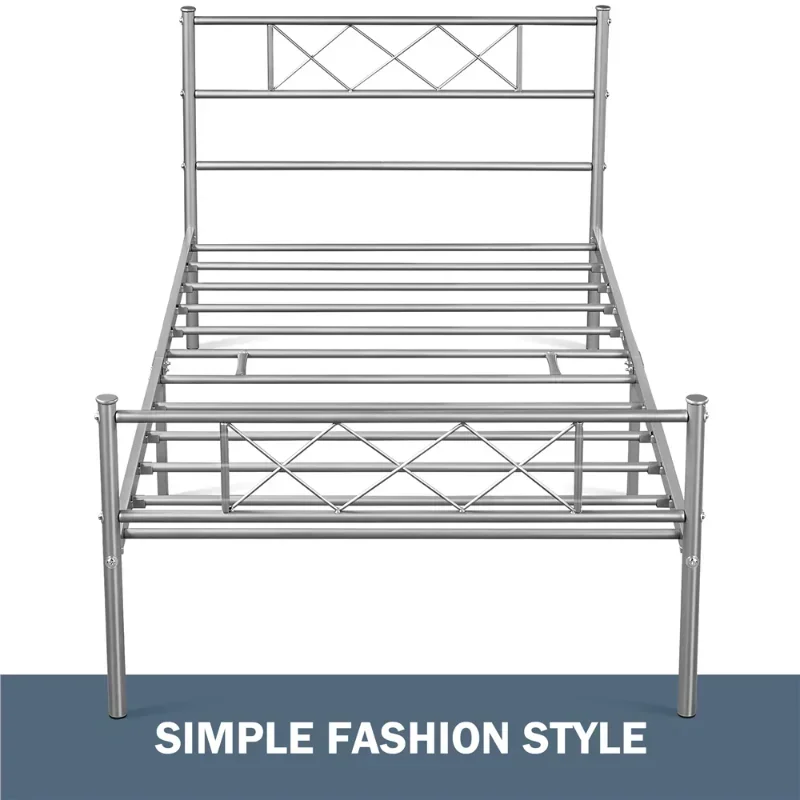 Easyfashion X-Design Metal Platform Twin Bed Silver 41.5 X 78 X 35