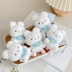 New Cartoon Kawaii White Bear Plush Doll Keychain Pendant Creative Ins Small Fresh Bib Bear Plush Backpack Pendant Kids Gifts