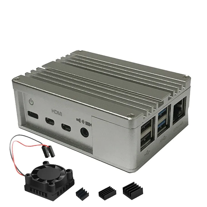 

Raspberry Pi 4 Model B Case Metal Aluminium Chassis Box with Cooling Fan for