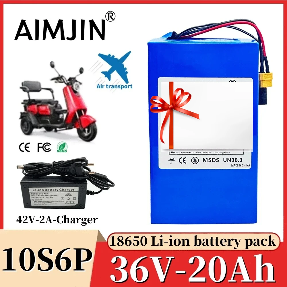 

10S6P 36V 20000mAh High-capacity Rechargeable 18650 Li-ion Battery Pack Built in BMS Suitable for Electric Scooter Battery