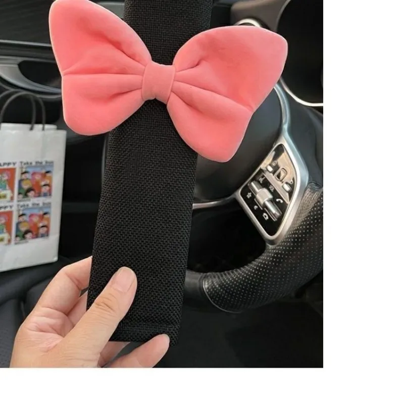 Pokrowiec na pas bezpieczeństwa do samochodu Cute Cartoon Bow Car Anti-leak Protective Car Seat Shoulder Cover Decoration Pink Akcesoria samochodowe — zdjęcie 7