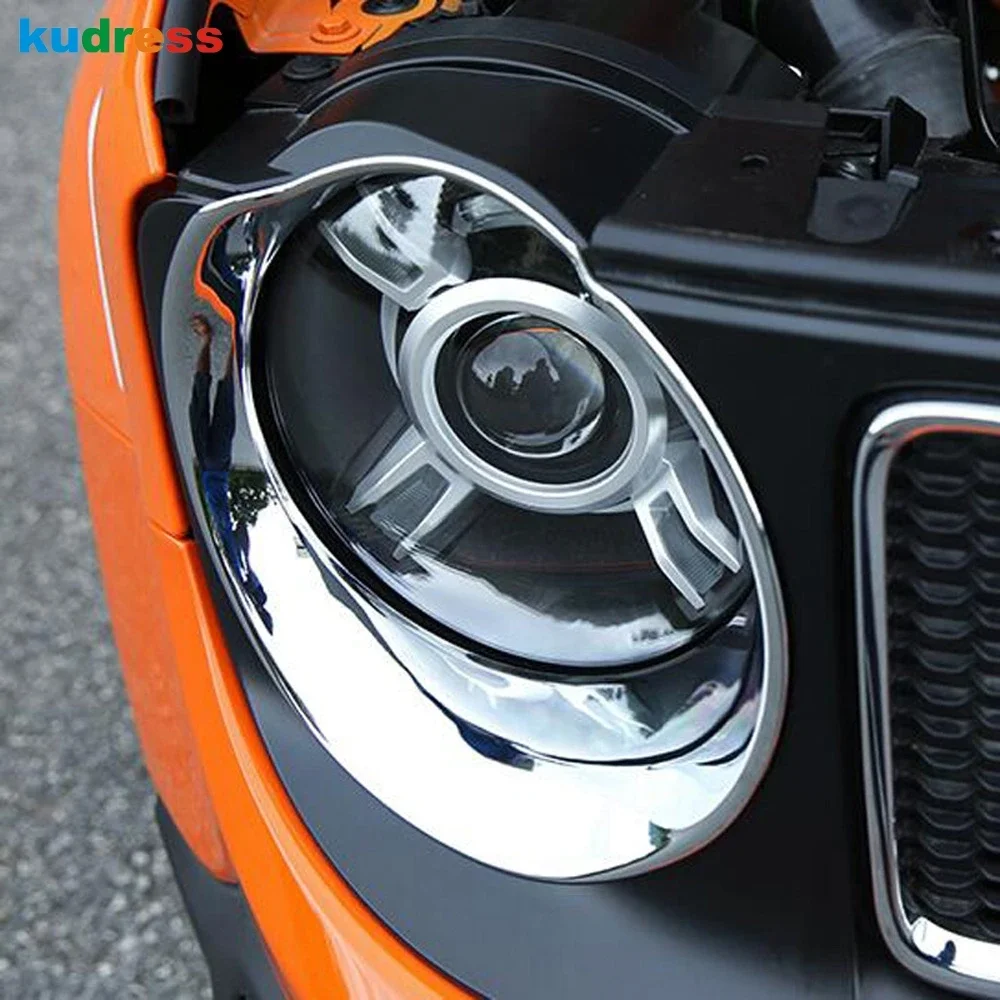 Car Front Head Light Lamp Cover Trim For Jeep Renegade 2014 2015 2016 2017 2018 2019 Chrome Headlight Frame Trims Accessories