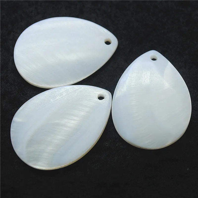 6PCS Natural White Shell Pendants Teardrops Shape 35X25MM Freshwater Pearl Beads For DIY Women's Necklace Making Accessories