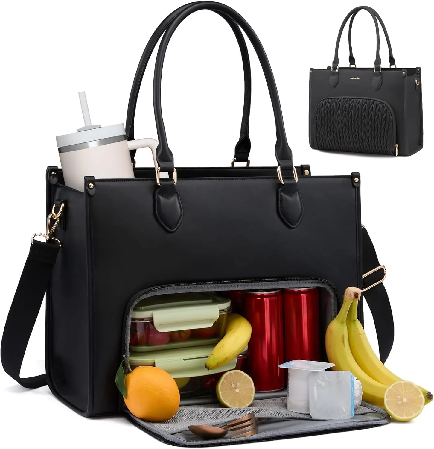 Sac isotherme pour déjeuner pour femmes avec compartiment pour ordinateur portable, sac de travail 3-en-1 pour enseignantes, infirmières, bureau