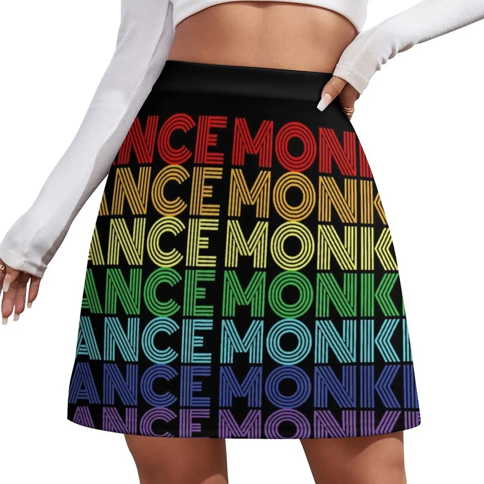 

Dance Monkey Rainbow Color Text Gift Music Fan Lover T-Shirt Mini Skirt Women skirt night club outfit