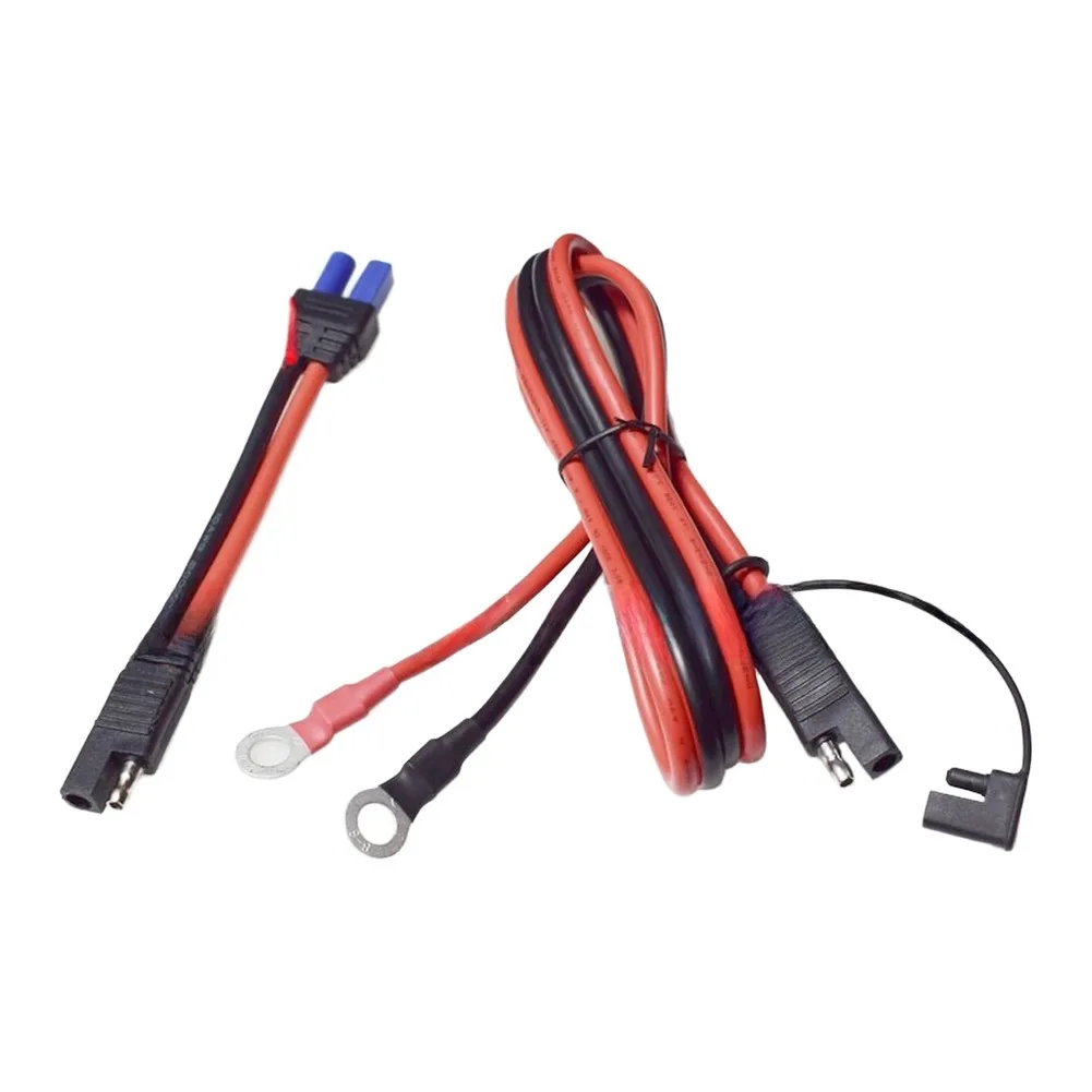 10AWG Silicone SAE To O Type Terminal And EC5 Adapter Cable For Motorcycle For Battery Charging Connector Wire 1M Red