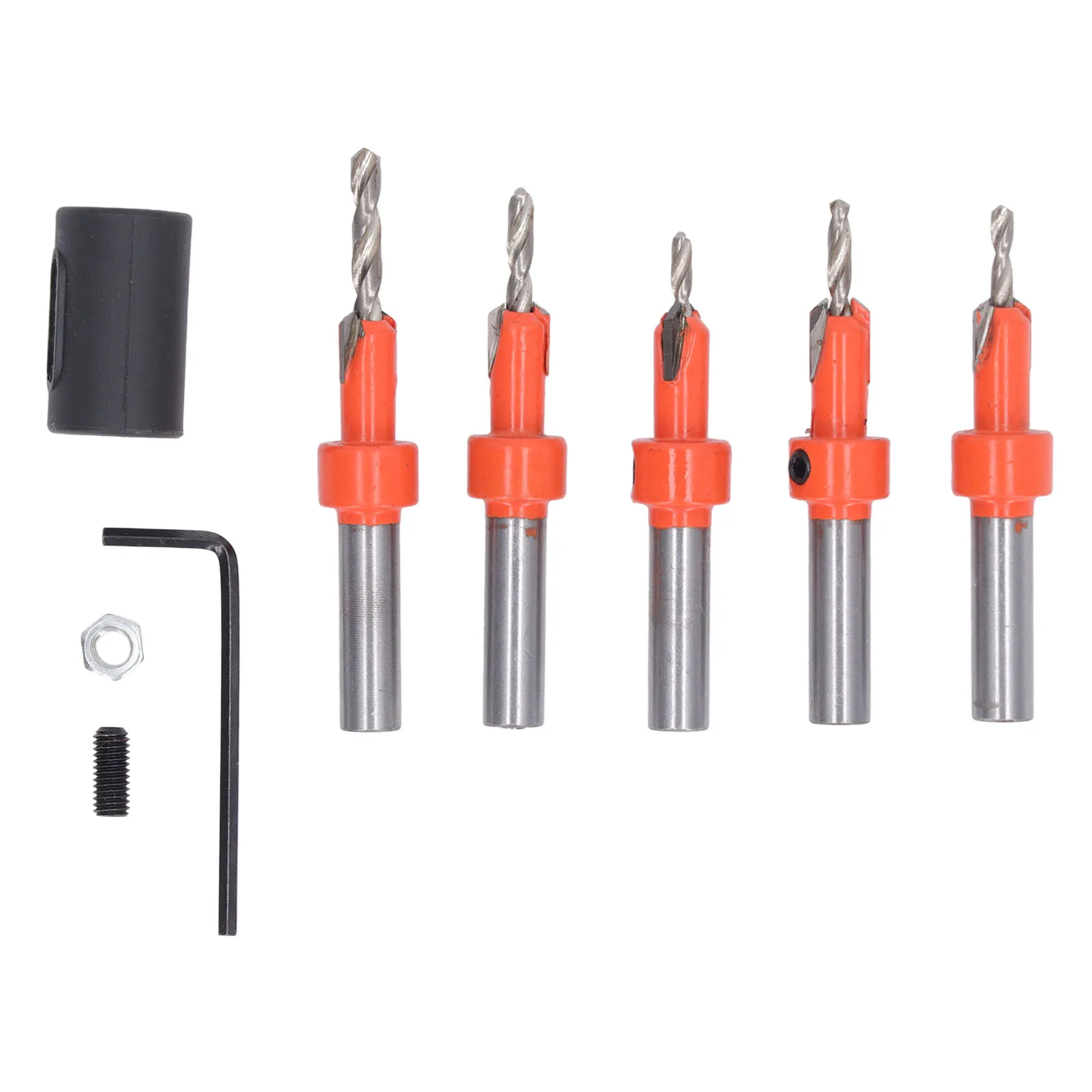 

5PCS Wood Countersink Drill Bits Set Woodworking round Shank with Hex Wrench And Limiter - Woodworking Tools