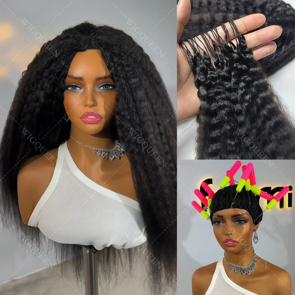 

Upgrade 12A Pre Looped Kinky Straight Crochet Human Hair Extensions Invisible Knotless Reusable Feather Crochet Hair With String