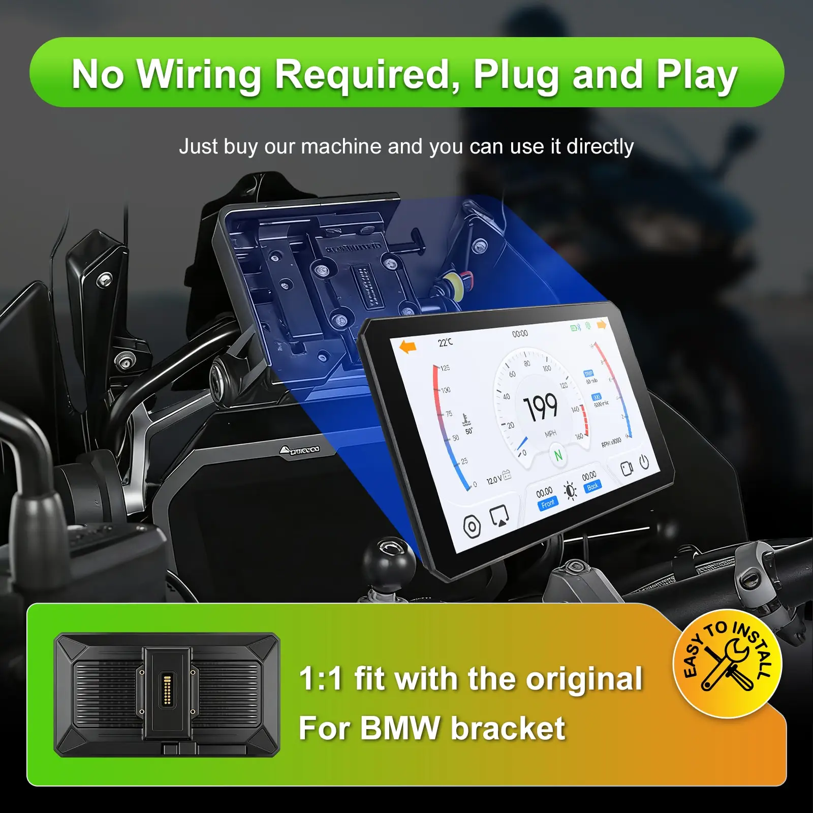 B7 MAX For BMW R1200 R1250GS S1000 M1000 XR Portable Motorcycle Navigator CarPlay Android Auto Touch Outdoor Waterproof Sunsceen