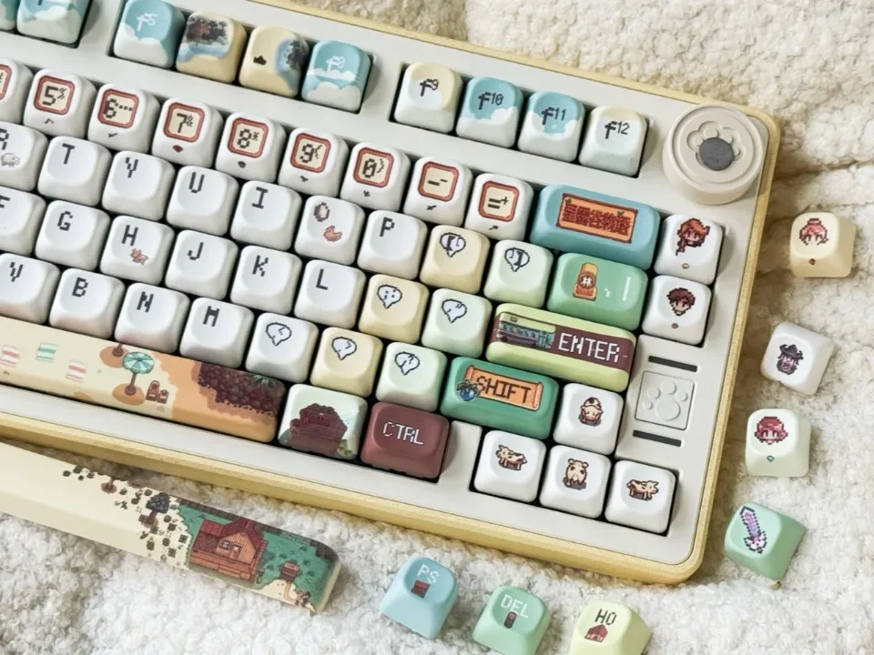 137 مفتاحًا بكسل نمط Keycap مجموعة PBT مخصص Stardew Valley غطاء لوحة المفاتيح EOA/الكرز الشخصي الألعاب لوحة المفاتيح الميكانيكية أغطية المفاتيح