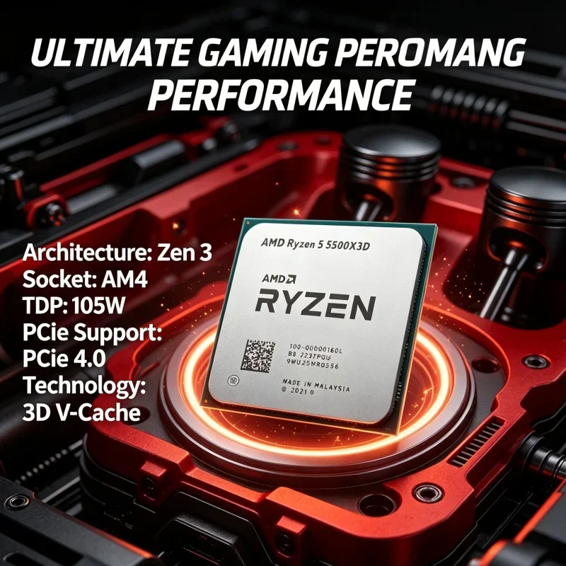 Esports Gaming CPU AMD Ryzen 5 5500X3D Processor 3D V-Cache 4.0GHz 6 Cores 12 Threads AM4