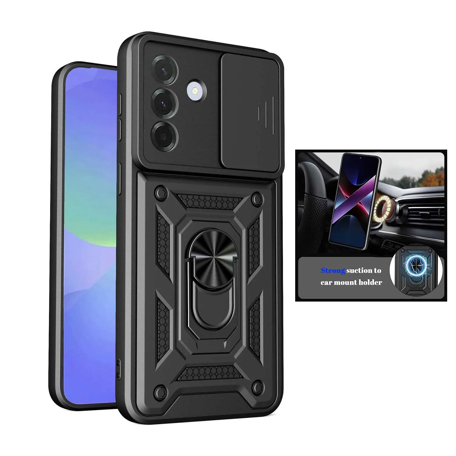 Armored Protective Shell With Magnetic Ring For Samsung Galaxy A57 A56 A37 A36 A26 A17 A16 A07 0A6 With Camera Protection Case