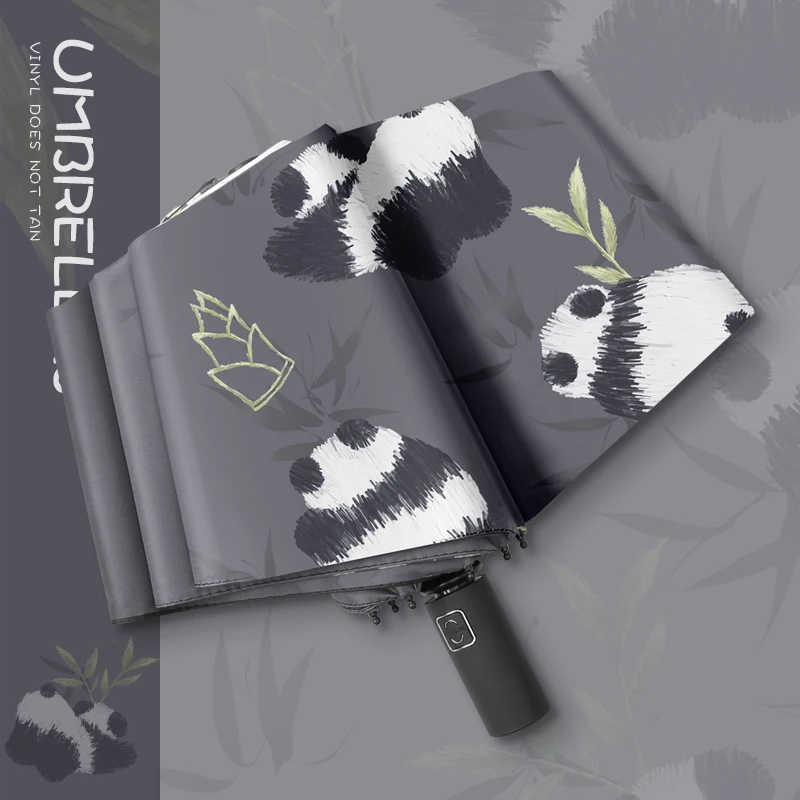 

Panda Fubao Auto Fold Umbrella | Chinese Style All-Weather UV | Unisex Student Travel Umbrella