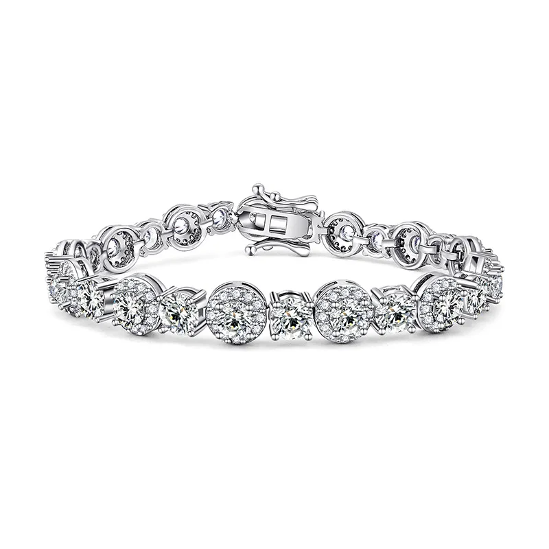 

Fashion Jewelry Copper Cuban Bracelet Tennis Style Shiny Zircon Bracelet Light Luxury Jewelry For Women