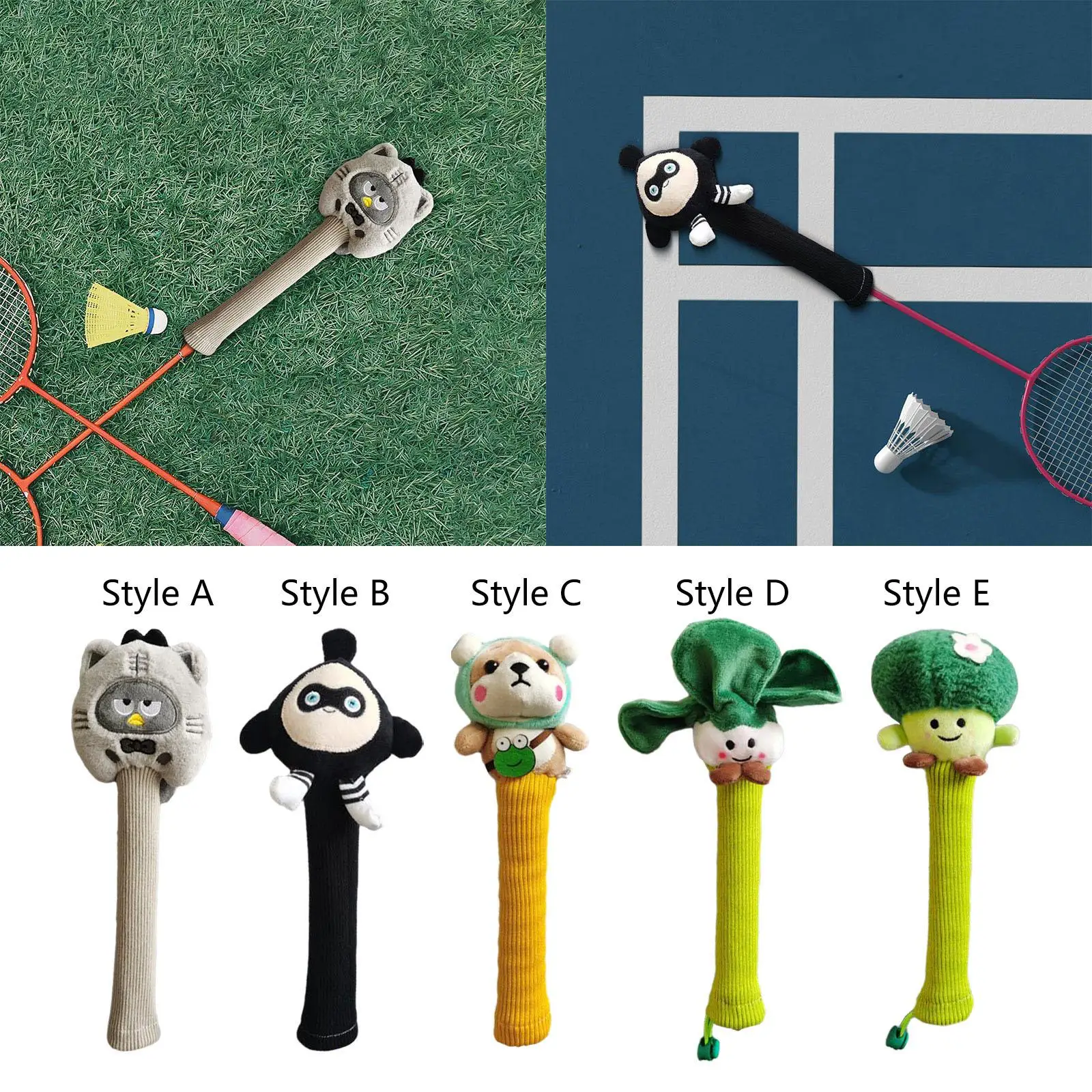 Badminton Racket Handle Cover Non Slip Animal Doll Handcraft Gift Badminton Accessories Badminton Racket Grip Badminton Overgrip