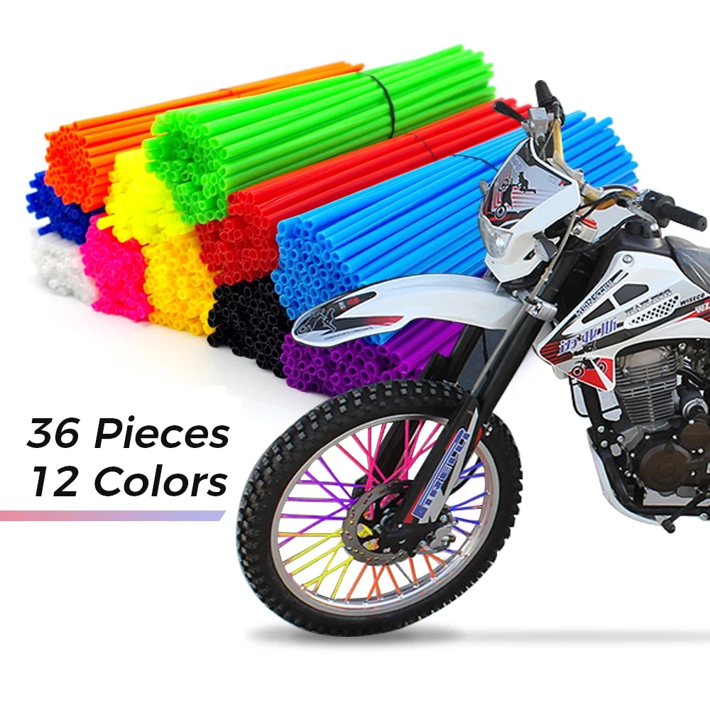 36pcs Rim Spoke Skin Off-road Motorcycle Wheel Modification Plastic Color Spoke Sleeve Universal Off-road Motorcycle Accessories