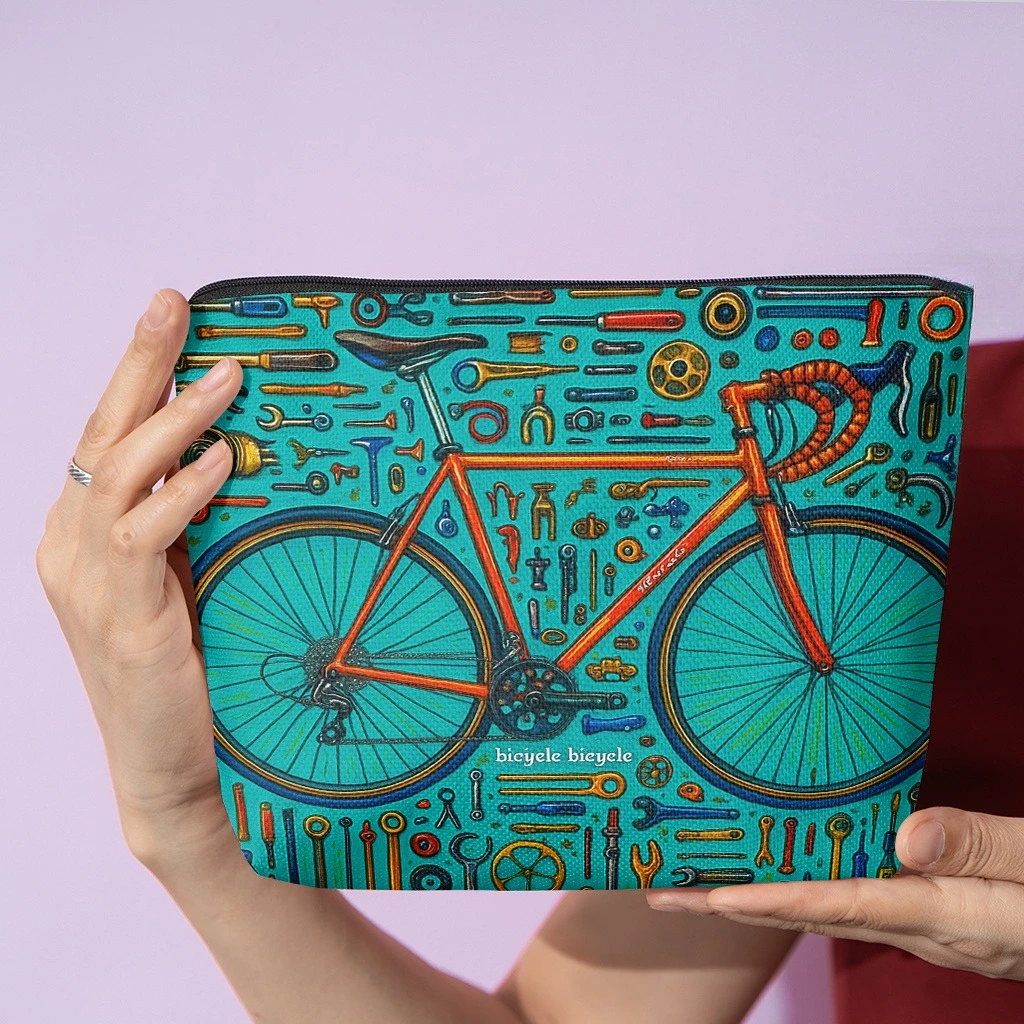 1pc Multi-Use Zippered Pouch - Bicycle & Wallet Compatible Suitable for Skincare Organizer, Student Stationery Case