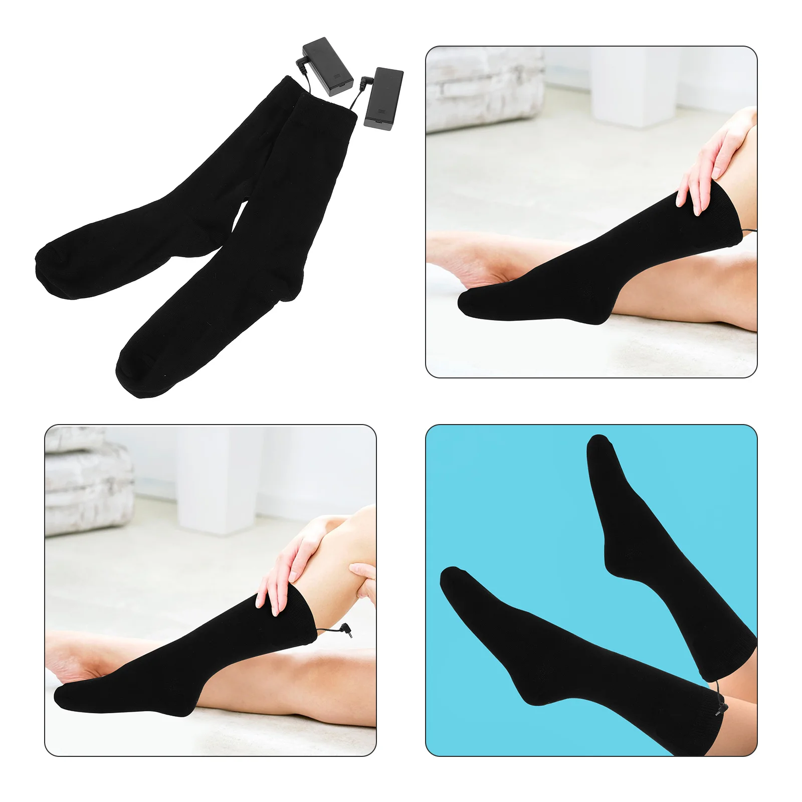 

Pair of Heated Electric Thermal Knee High Socks Operated Winter Warm Socks Pouch Inside