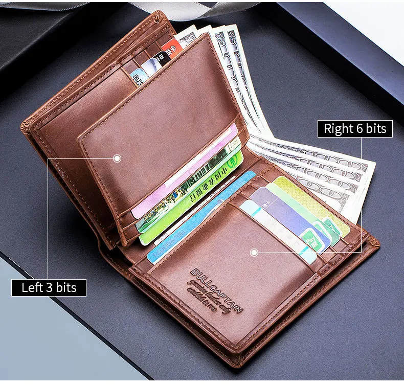Genuine Leather Wallet Anti-Theft Technology Multiple Card Slots and Photo Album Men Business Travel Leisure Commuting