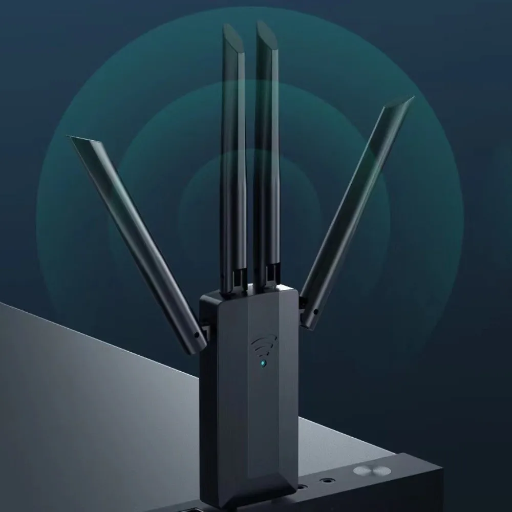 Adattatore USB WiFi Dual Band a 4 antenne Ricevitore 2.4G/5Ghz Dongle WiFi 1200Mbps Driver di interfaccia USB Scheda di rete wireless gratuita