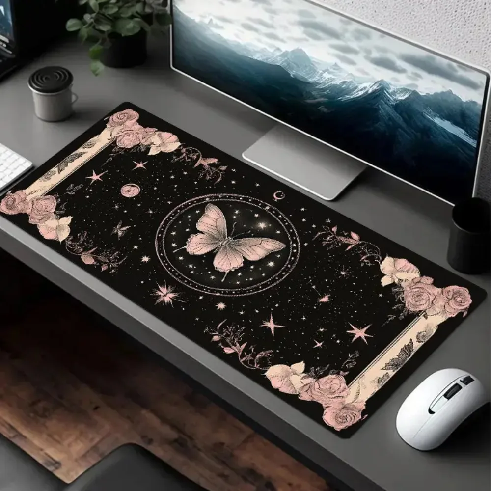 

Butterfly Pattern Desk Mat, Extra Large Long Mousepad 40x90cm, Non-Slip Base Smooth Surface Keyboard Cover for PC Laptop