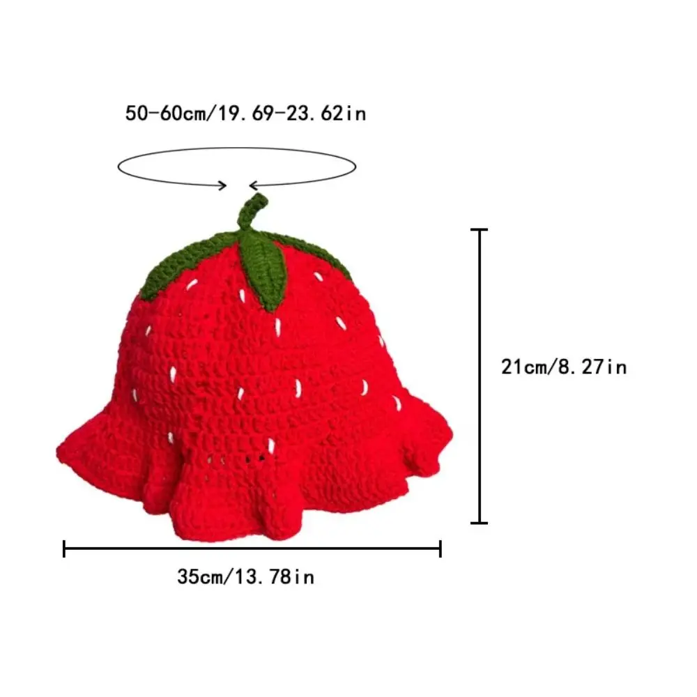 Creative Ruffle Strawberry Knitted Hat Fruit Shaped orange Knit Fisherman Hat Handmade Soft Knitted Bucket Hat Winter Autumn view 6