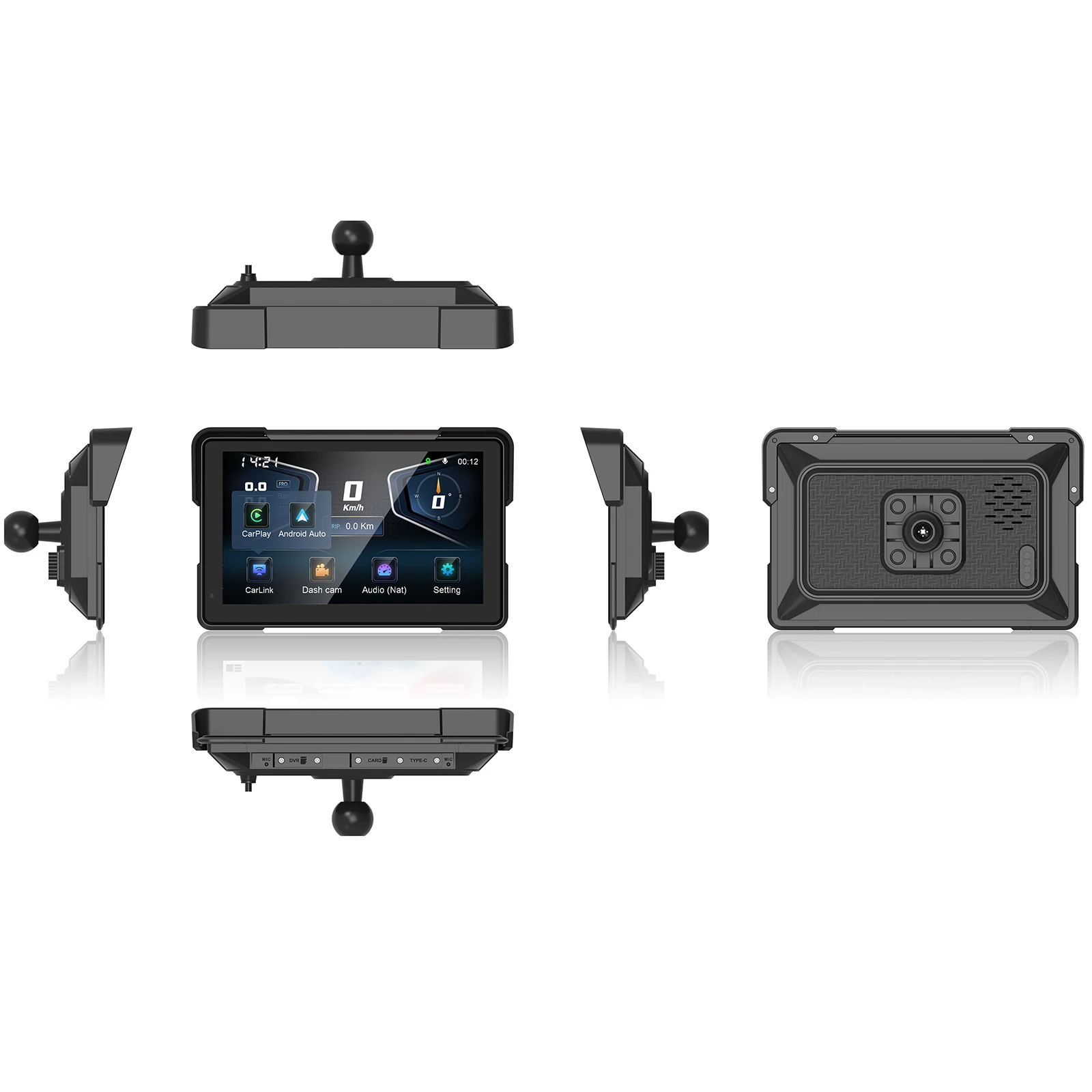 For EO:F93 motorcycle infotainment system 7-inch touch screen 1080P resolution loop recording with GPS trajectory rear BSD V4.0