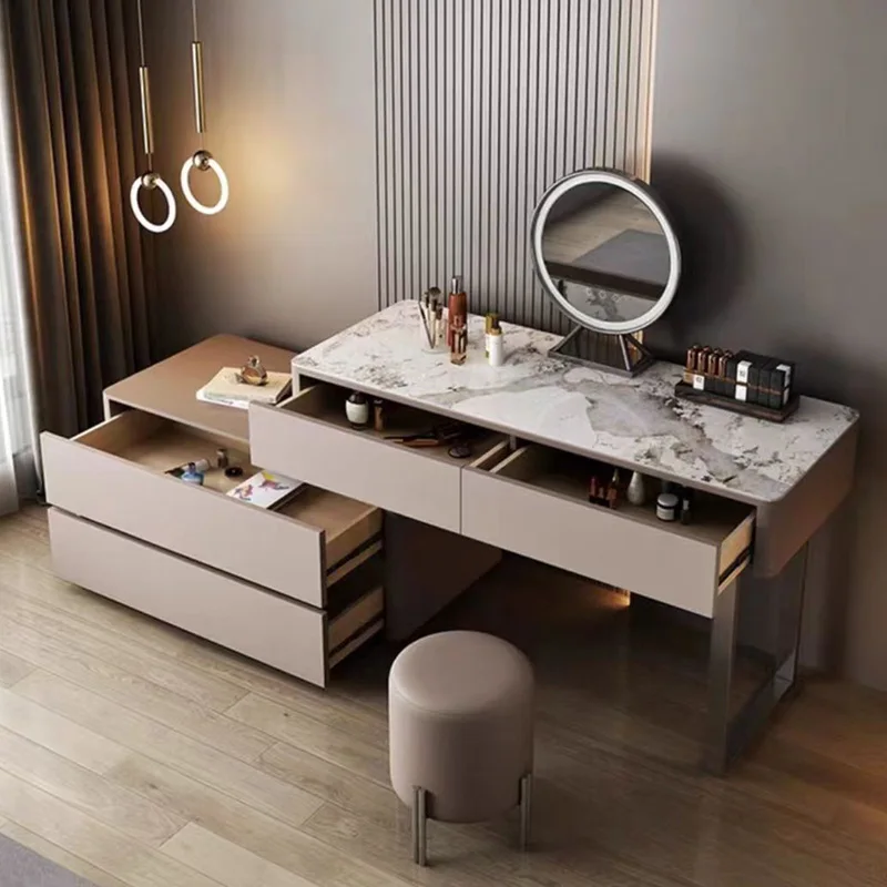 

Furniture Minimalist Vanity Desk Mirrors Luxury Simple Makeup Dressing Organizers Storage Schminktisch Nordic Bedside Set