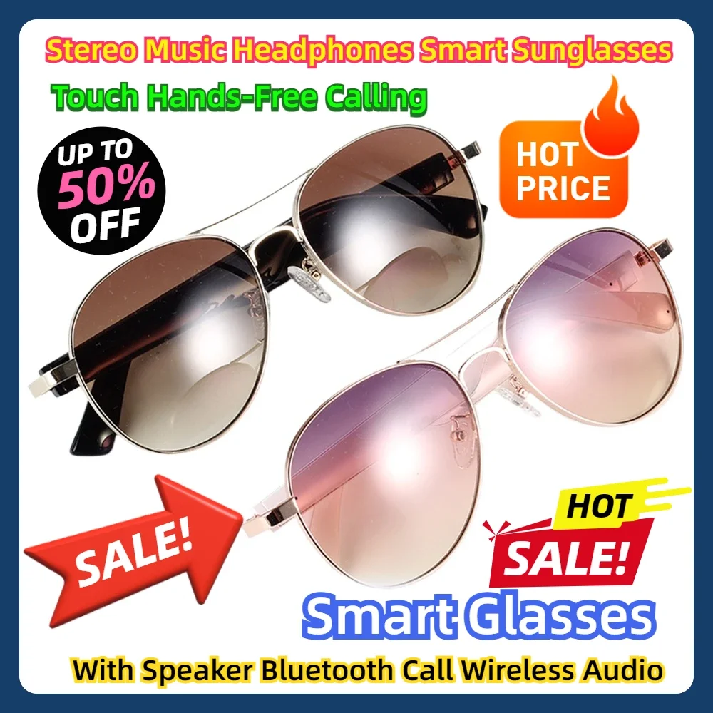 

Stereo Music Headphones Smart Sunglasses Smart Glasses with Speaker Bluetooth Call Wireless Audio Touch Hands-Free Calling