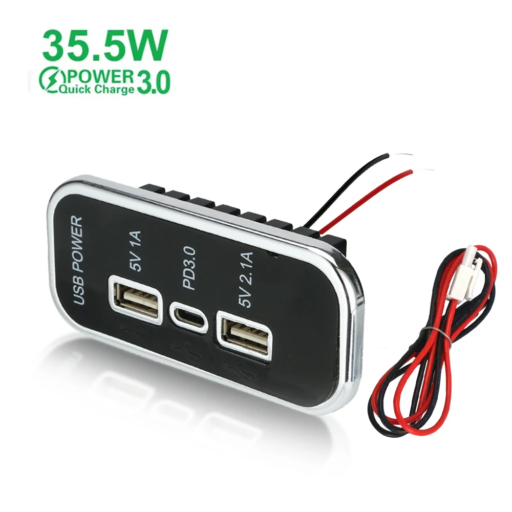 QC3.0 PD3.0 مقبس شاحن السيارة شحن سريع شاحن USB منفذ لوحة محول الطاقة ل 12/24 فولت دراجة نارية شاحنة قافلة تخييم