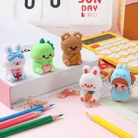 1 Pc Rubber Cute Pencil Mini Sharpeners Cartoon Standard Pencil Cutting Machine Student School Office Stationery