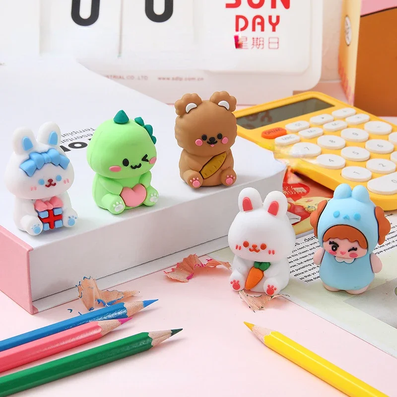 1 Pc Rubber Cute Pencil Mini Sharpeners Cartoon Standard Pencil Cutting Machine Student School Office Stationery