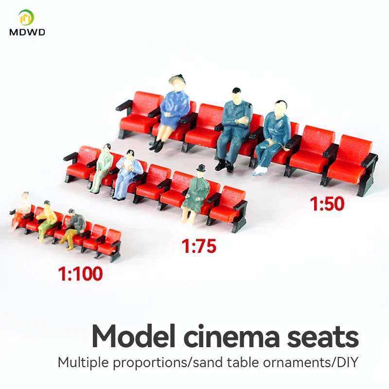 Poltrona da cinema Sedia da teatro Sedia in plastica 1/50 1/75 1/100 scala in miniatura Città Edificio Paesaggio Modello di assemblaggio Giocattolo artigianale