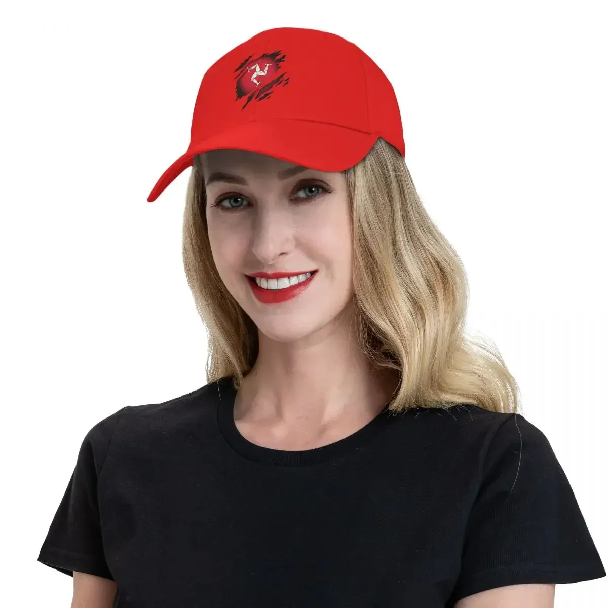 Boné de beisebol personalizado com bandeira da Ilha de Man, proteção solar, masculino, feminino, ajustável, pai, verão, snapback