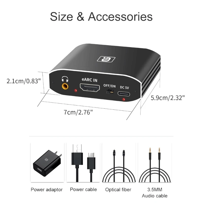 Konwerter eARC ekstraktor Audio kompatybilny z HDMI-DAC Adapter Audio obsługi koncentrycznych optycznych DTS AC3 LPCM 192Khz 3.5mm AUX-