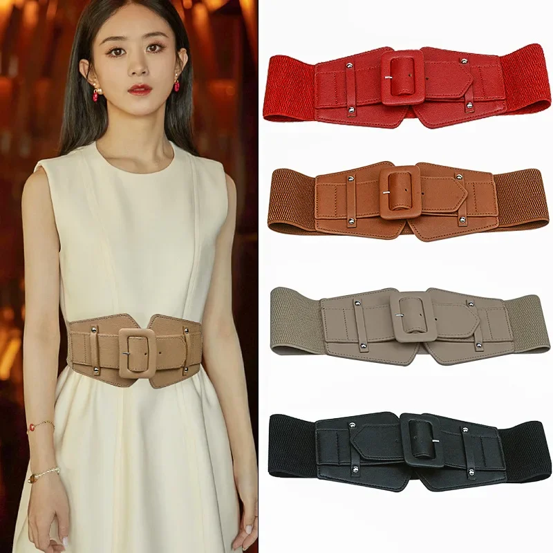 

High Quality Luxury Belt Dress Shoulder Straps Accessories New Fashion Ladies Elegant Wide Metal Buckle Belt