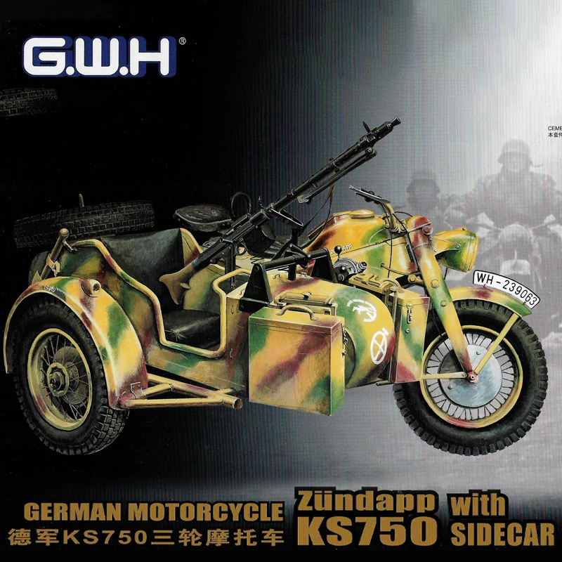 

Great Wall Hobby L3508 1/35, немецкий мотоцикл Zündapp KS750 времен Второй мировой войны с коляской