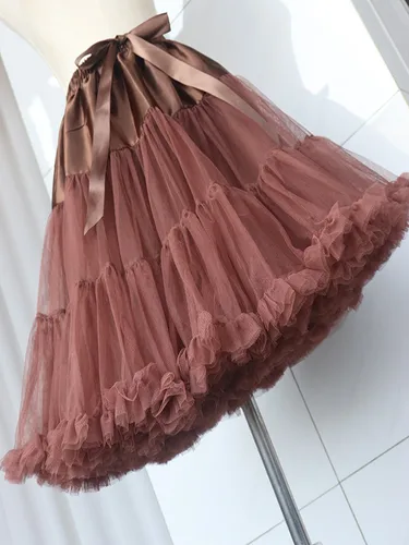 Imagen 2 del producto Nuevo café tul adulto nube soporte tutú Lolita enagua hinchada princesa fiesta graduación accesorios de boda