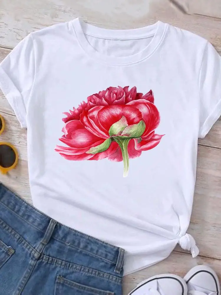 

Flower Lovely 90s Cute Sweet Graphic T Shirt Print T-shirt Top Women Fashion Casual Clothing Female Short Sleeve Tee
