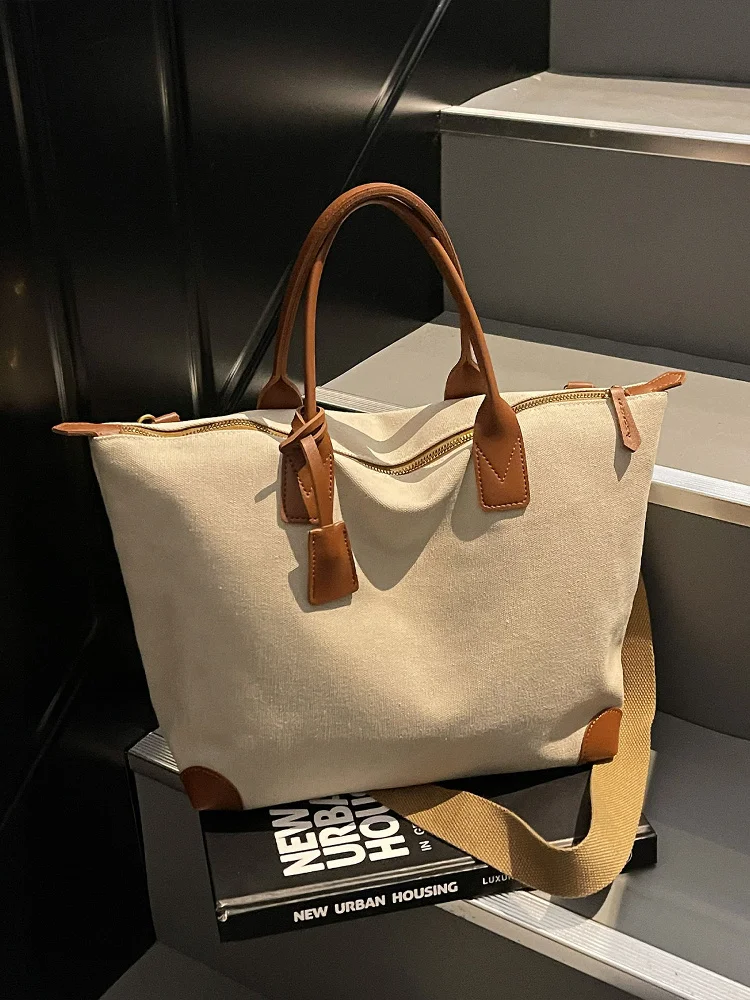 

Большая холщовая большая сумка Capaci, женская новинка 2025 года, повседневная легкая сумка для путешествий на одно плечо с наклонным крестом