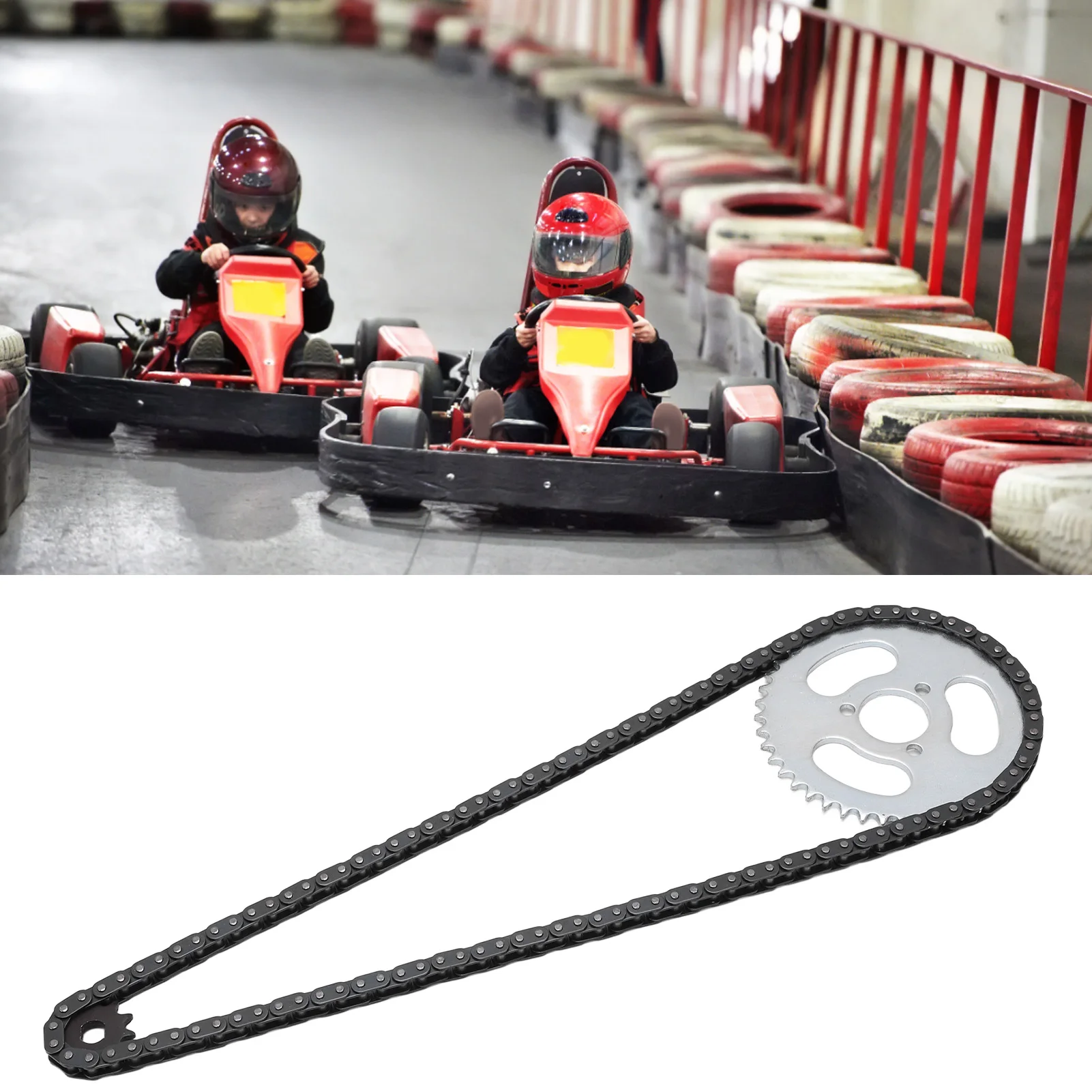 Cadena de piñón delantero y trasero T8F Juego de cadena de engranajes T8F Reemplazo estable modificado de alta potencia para mini motocicletas