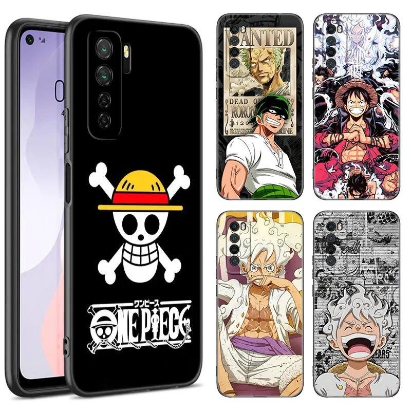 Cartoon One-Pieces Luffys Black Phone Case For Huawei Nova 11 12 Ultra 9 10 SE Pro 11E 11i 12i Y70 Plus Y60 Y61 Y71 Y72 Y90 Y91