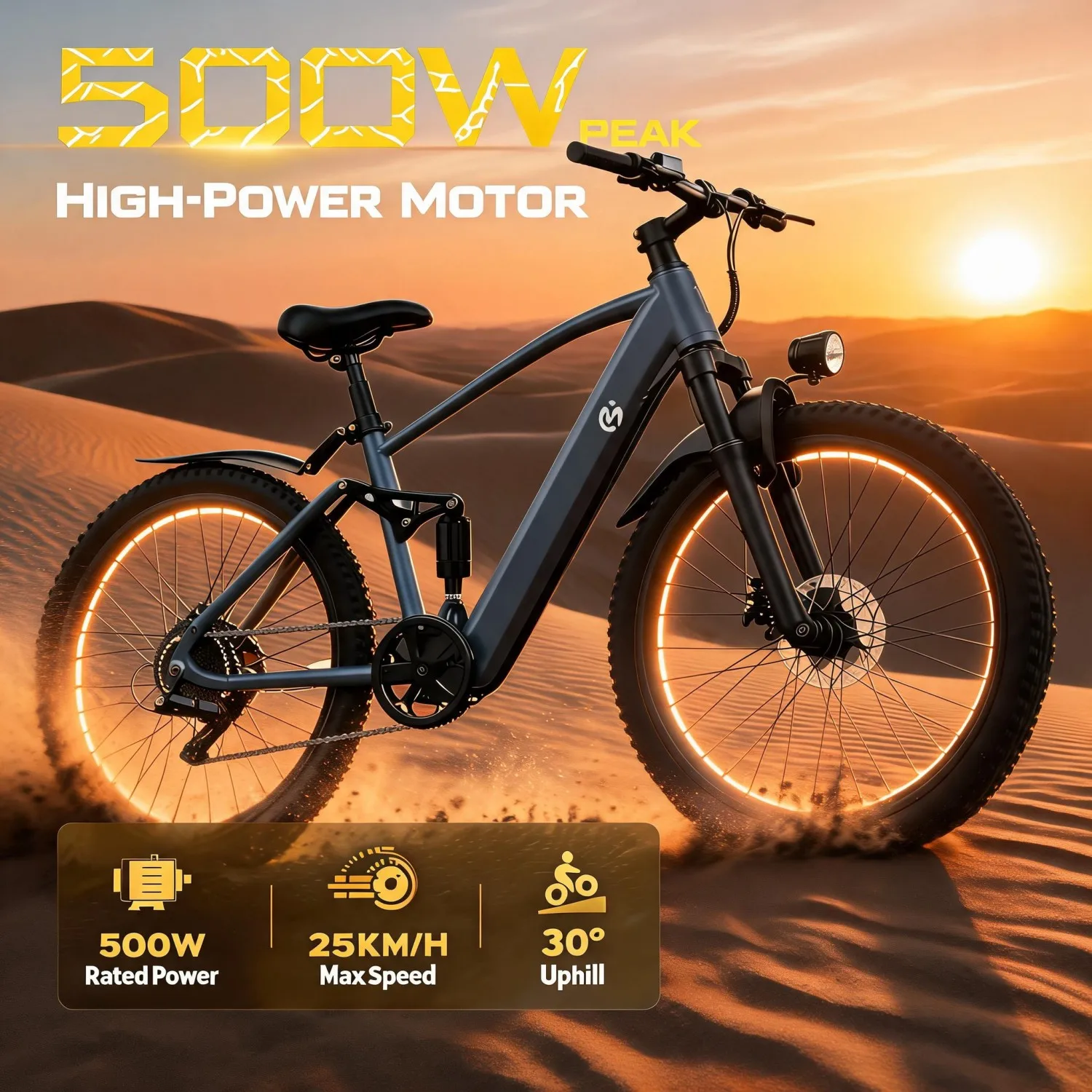 Off-Road E-bike, 500W Motor, Pedal Assist, Full Suspension, Free Lock & Tool Kit, All Terrain Design, for offroad mountain biking, cross country e-bike