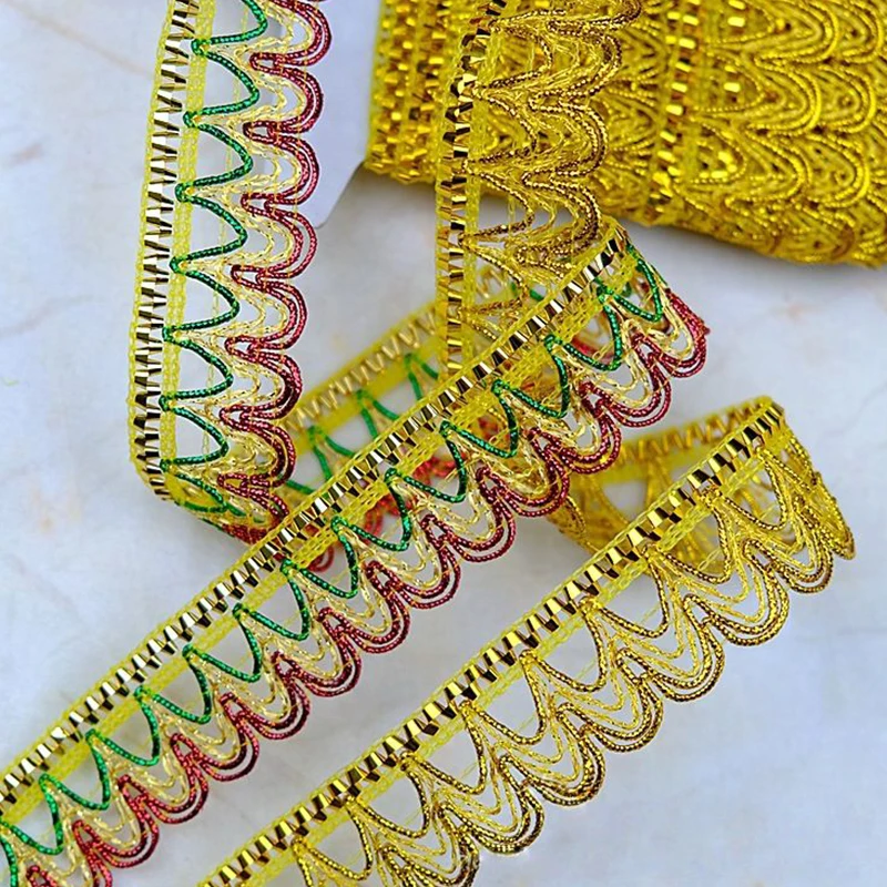 13m Sequin Gold Silver Thread Lace Trim Decorative Fringe Accessory for Dance Costume Stage Outfit Traditional Opera Garment DIY
