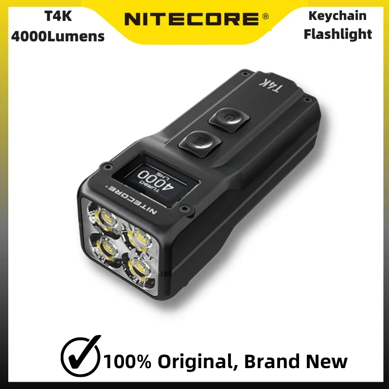 

NITECORE T4K Led Keychain Light Type-C Rechargeable 4000 Lumens 4xCREE XP-12 V6 Built-in Battery Flashlight